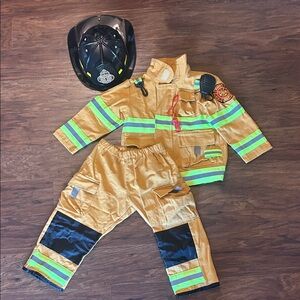 Kids Firefighter Costume with Helmet Child Size 3-4